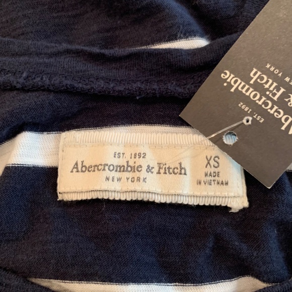 Abercrombie & Fitch Navy Blue Striped L.Sleeve Crop Top Size XS - Picture 7 of 8